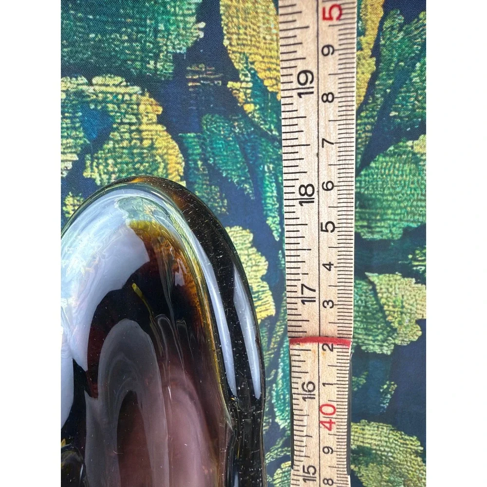 Vintage Murano‎ Style Art Glass Vase Amber Brown Swirl Hand Blown 18 Inch